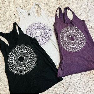 3-Pack/Bundle of Womens Yoga Mandala Tank Tops size S/M